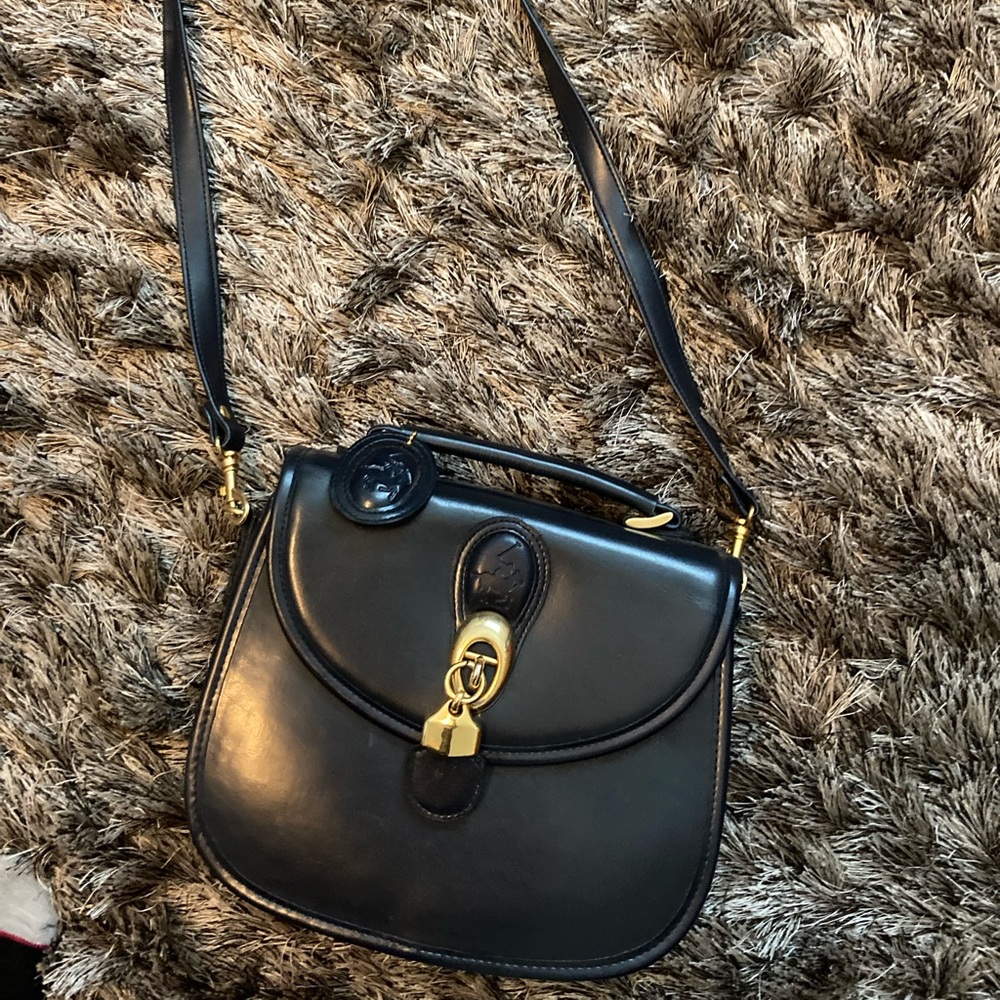 Vintage Ralph Lauren leather purse in a deep navy
